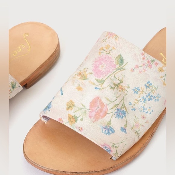 Free People | Vicente Slide Sandals In Natural Floral Size 10 NEW - Picture 8 of 8